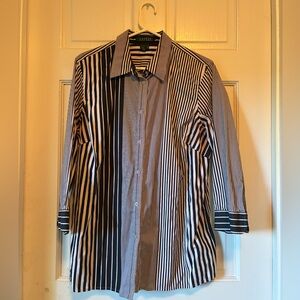 Ralph Lauren Black and White Women’s Striped Button Down Shirt